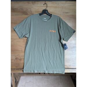 Sitka Trek T-Shirt Mens Medium Olive Green Short Sleeve Logo Pullover 600425 NWT